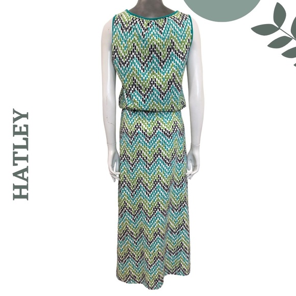 Hatley Chevron Print Sleeveless Maxi Dress – Drawstring Adjustable Waist Medium - Picture 4 of 6